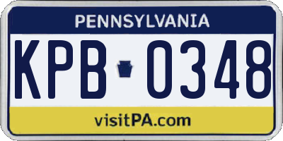 PA license plate KPB0348
