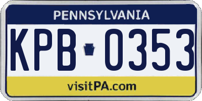 PA license plate KPB0353
