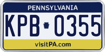 PA license plate KPB0355