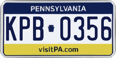 PA license plate KPB0356