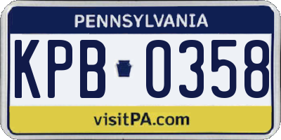 PA license plate KPB0358