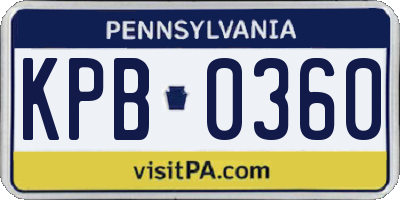 PA license plate KPB0360