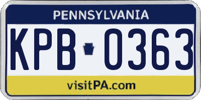 PA license plate KPB0363