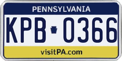 PA license plate KPB0366
