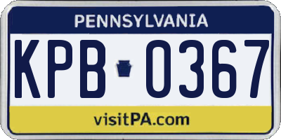 PA license plate KPB0367