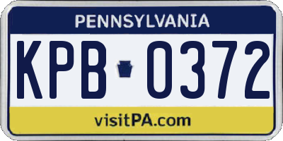PA license plate KPB0372