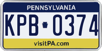 PA license plate KPB0374