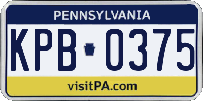 PA license plate KPB0375