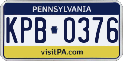 PA license plate KPB0376