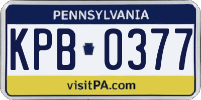 PA license plate KPB0377