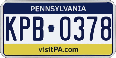 PA license plate KPB0378