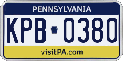 PA license plate KPB0380