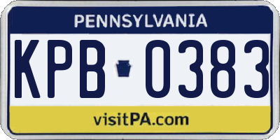 PA license plate KPB0383
