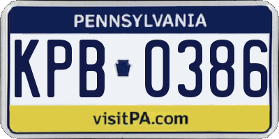 PA license plate KPB0386