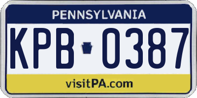 PA license plate KPB0387