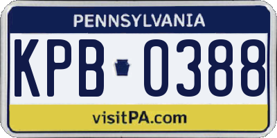 PA license plate KPB0388