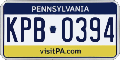 PA license plate KPB0394