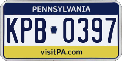 PA license plate KPB0397