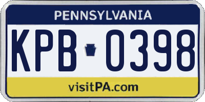PA license plate KPB0398