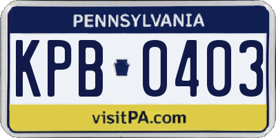 PA license plate KPB0403