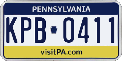 PA license plate KPB0411