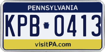 PA license plate KPB0413