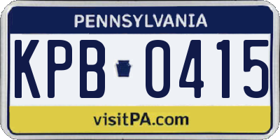 PA license plate KPB0415
