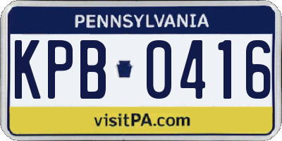 PA license plate KPB0416