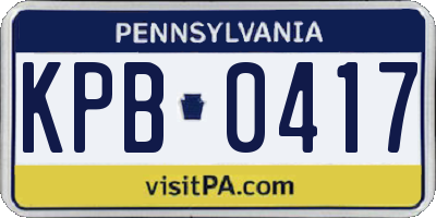 PA license plate KPB0417