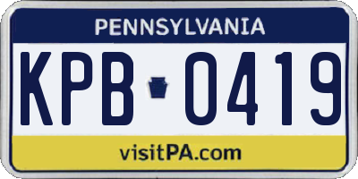 PA license plate KPB0419