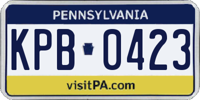 PA license plate KPB0423