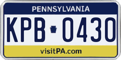 PA license plate KPB0430