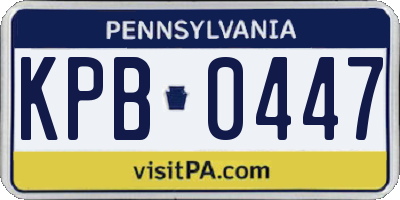 PA license plate KPB0447