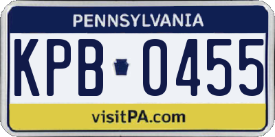 PA license plate KPB0455
