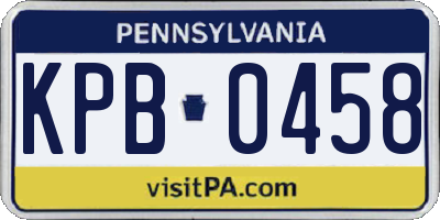 PA license plate KPB0458