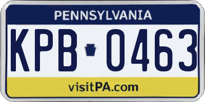 PA license plate KPB0463