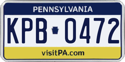 PA license plate KPB0472