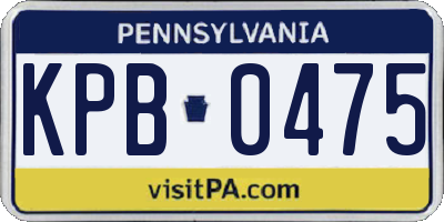 PA license plate KPB0475
