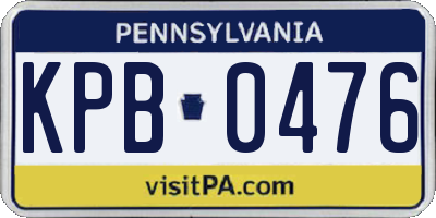 PA license plate KPB0476