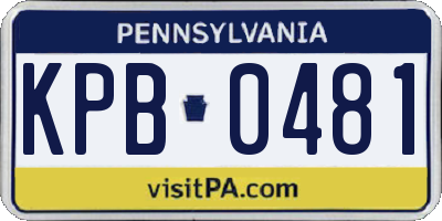 PA license plate KPB0481