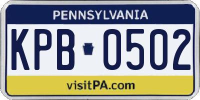 PA license plate KPB0502