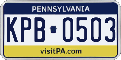 PA license plate KPB0503