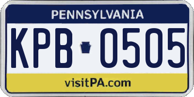 PA license plate KPB0505