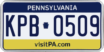 PA license plate KPB0509