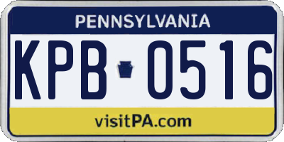 PA license plate KPB0516