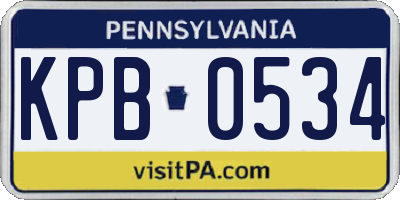 PA license plate KPB0534
