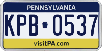 PA license plate KPB0537