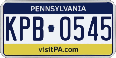 PA license plate KPB0545