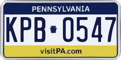 PA license plate KPB0547