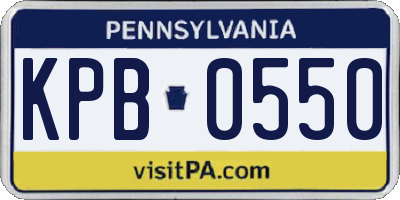 PA license plate KPB0550
